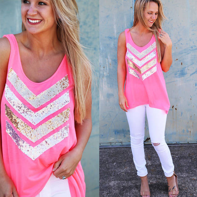 1457536089 new 2015 summer fashion vest sexy women s shining bling sequin font b tank b font