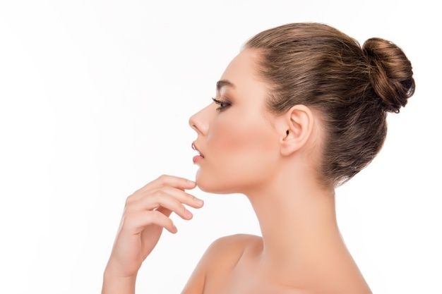 1619084366 side view pretty woman touching chin white 274222 5877