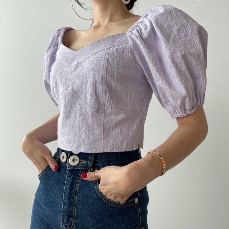 1632418730 nomikuma elegant square collar women blouse korean chic puff sleeve top shirts summer fashion blusas mujer