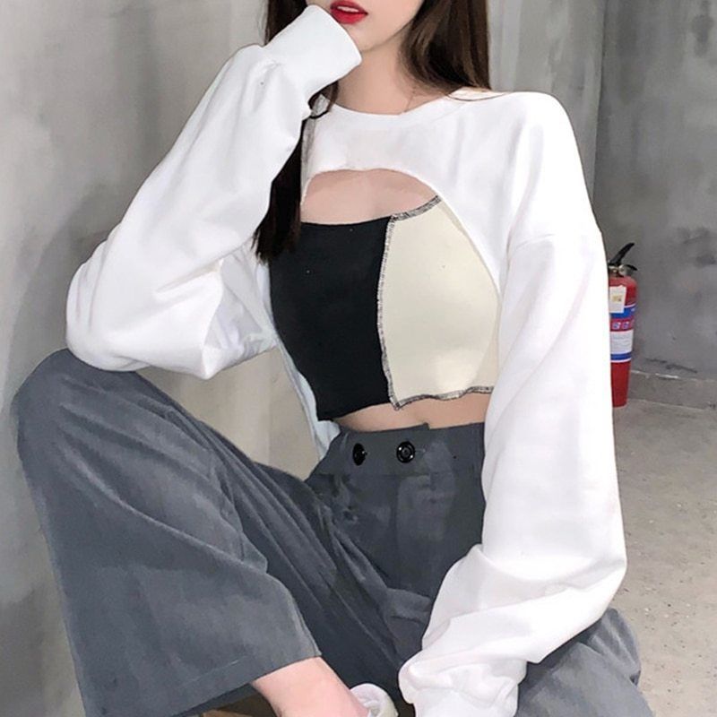 1642937499 sudadera de moda coreana de calle femenina jersey de manga larga chaleco top corto de fiesta