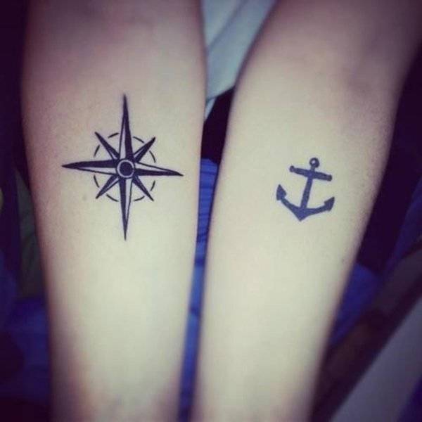 1458816661 43 compass and anchor matching tattoos