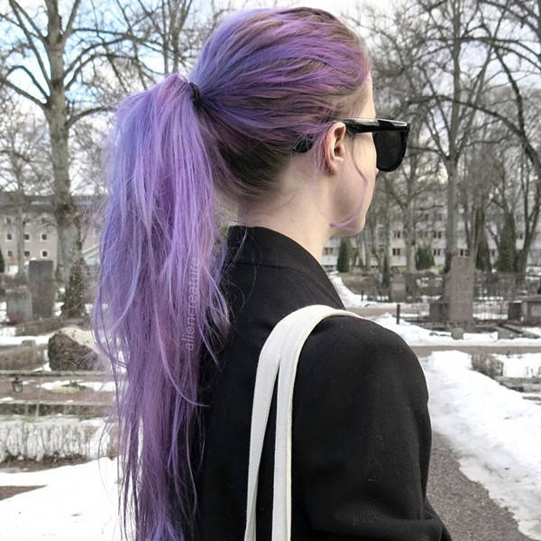1458976670 lavender purple hair color with ponytial hairstyleeasy and cute style for school