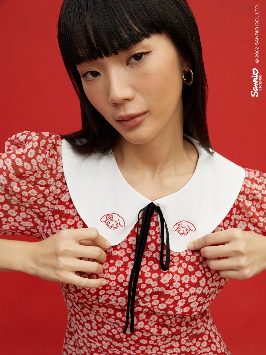 1673855807 pomelo x my melody peter pan collar dress red thb 1499.00 2