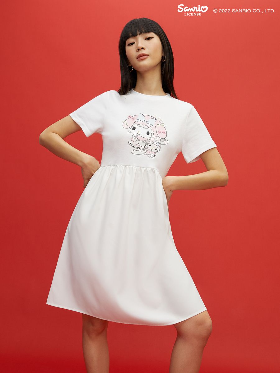 1673855867 pomelo x my melody graphic tee dress   white  thb 1299.00  2