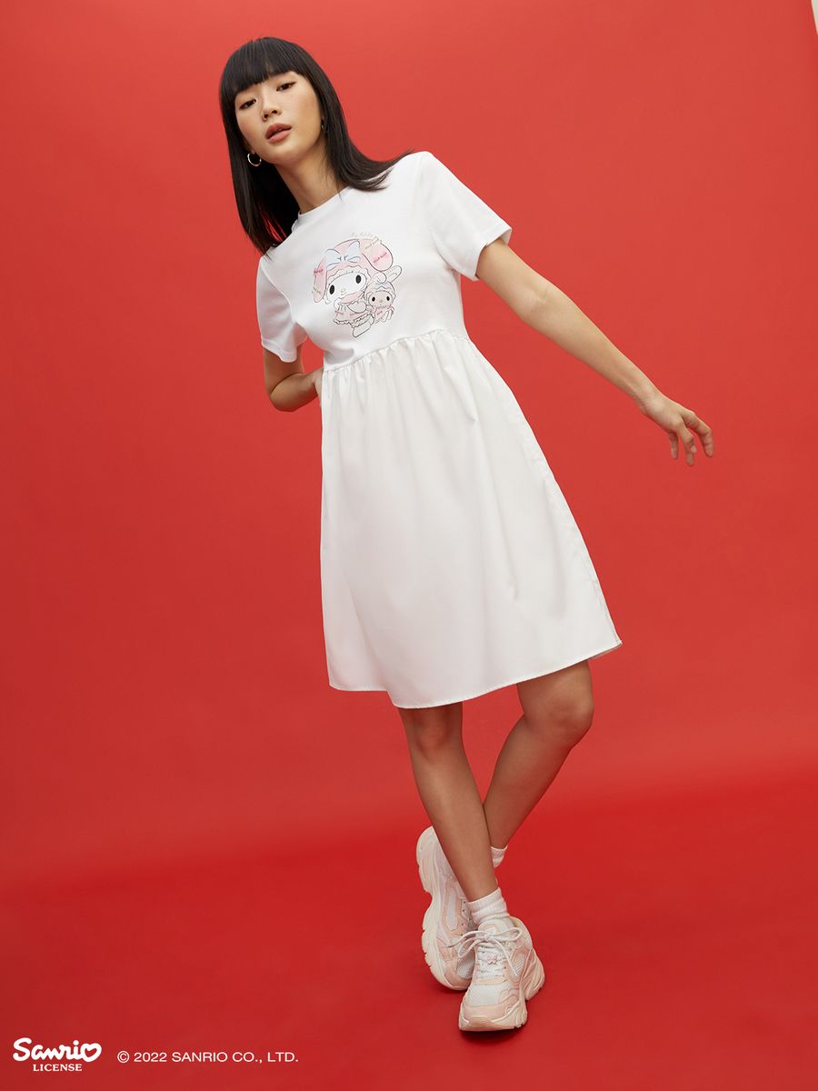 1673855875 pomelo x my melody graphic tee dress   white  thb 1299.00  1