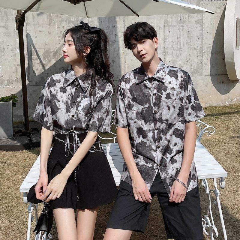 1679815947 6193 new summer tie dye floral design short sleeved shirt for lovers couples clothes couples