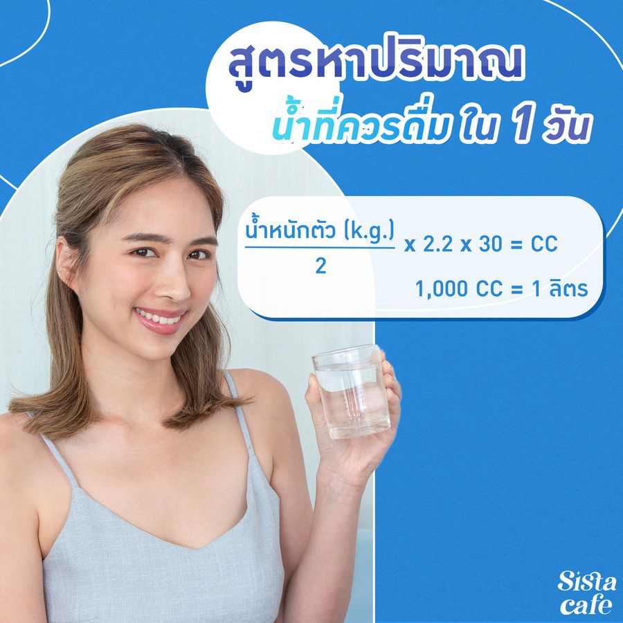 สูตรหาปริมาณน้ำที่ควรดื่มต่อ 1 วัน