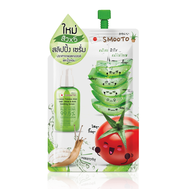 Smooto Tomato Aloe Snail White & Acne Sleeping Serum
