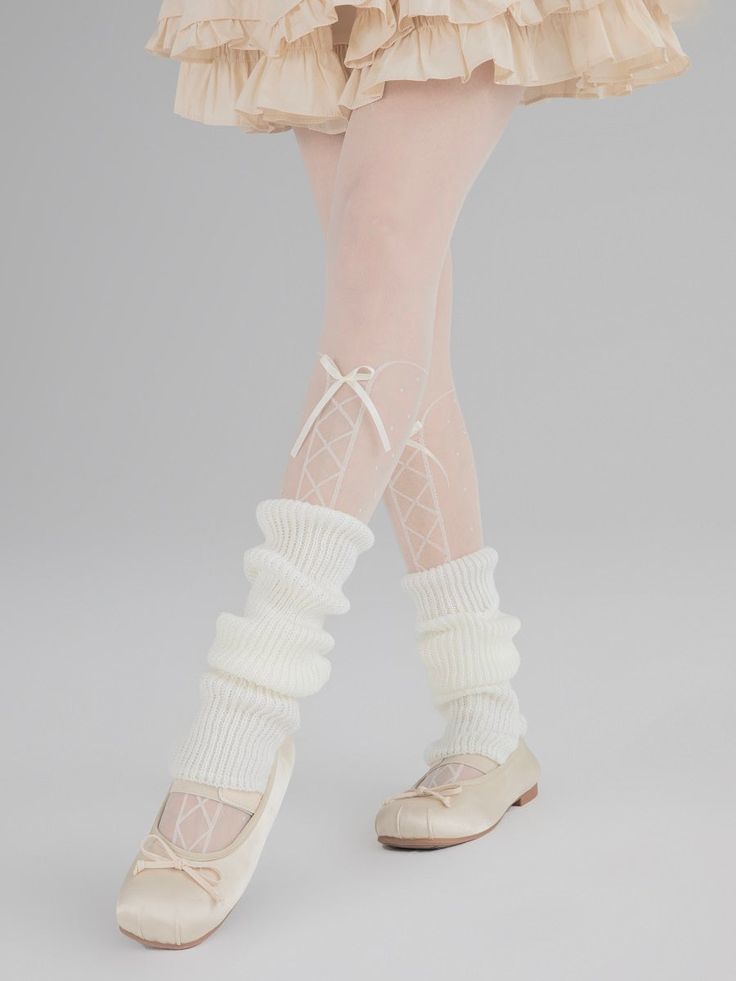 1701143887 ballet style leg knit socks   white   one size