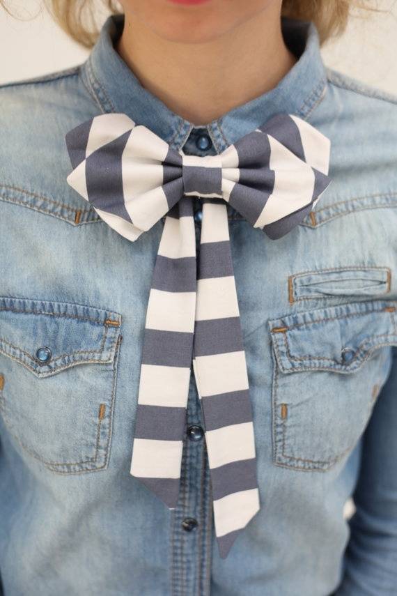 1460875747 cute white and gray striped bow tie