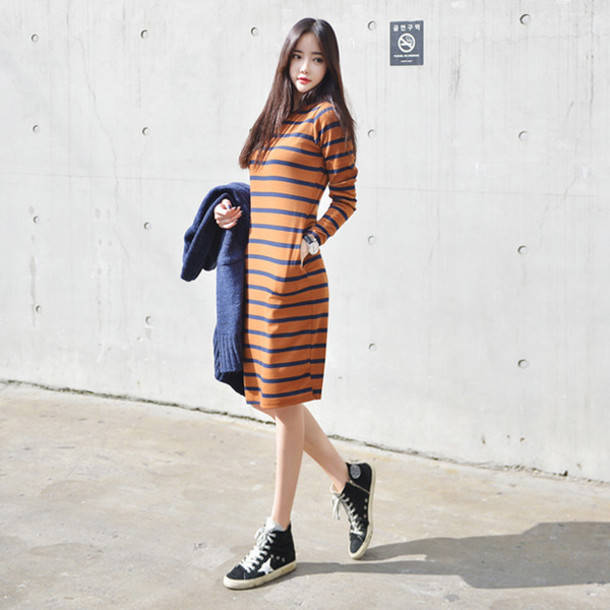 1462251315 p04tms l 610x610 dress stripes korean%2bfashion korean%2bstyle tumblr stripes%2bdress mustard asian ulzzang mustard%2bdress