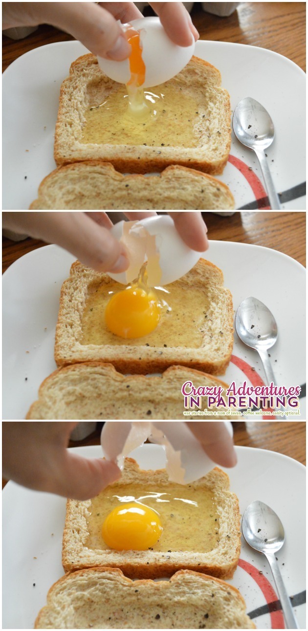 1435142700 crack an egg into the bread