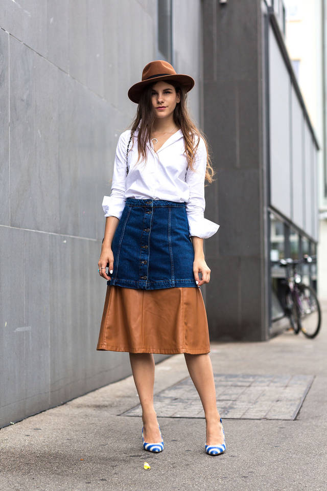 https://image.sistacafe.com/images/uploads/content_image/image/131968/1463238967-5.-denim-skirt-with-leather-skirt-and-button-down-shirt.jpg