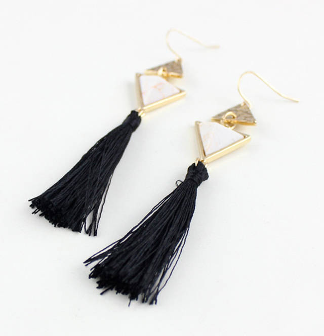 1464444694 artilady natural triangle turquoise drop earrings gold plated from india black tassel earrings for women jewelry