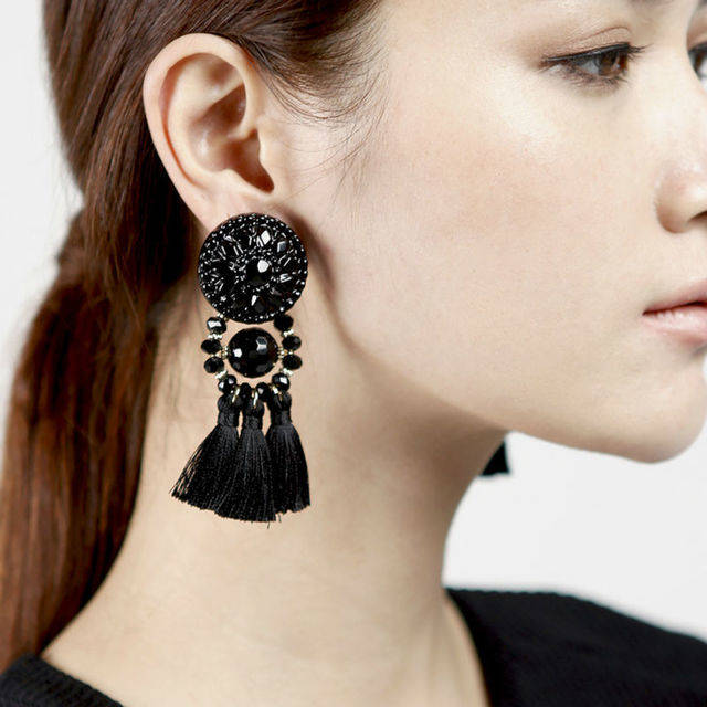 1464444721 vintage baroque drop earring big statement long black tassel earrings for women cotton thread 2015 fashionable