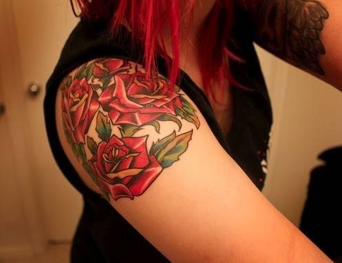 1464845366 roses tattoo for girl on shoulder