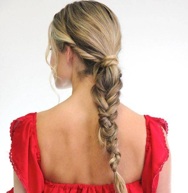 1435722663 chunky low fishtail ponytail
