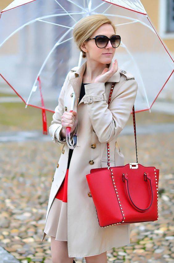 1465425266 chic transparent umbrella with red lining