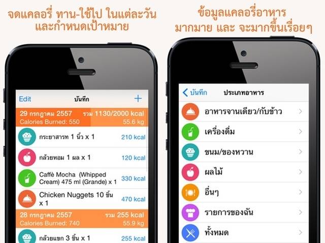 จด Calorie แอปไทย จดแคลอรี่ คำนวณแคลอรี่ ภาษาไทย