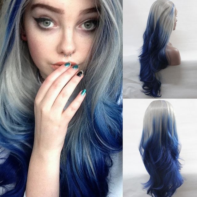 1468429168 ombre grey blue bodywave synthetic lace front font b wig b font glueless font b long