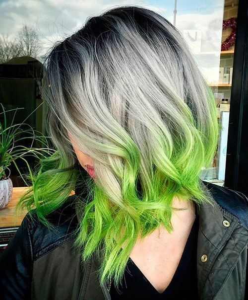 1468853349 6 gray hair with green dip dye