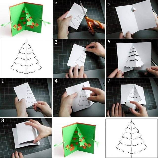 diy การ์ดต้นคริสต์มาสป๊อปอัพ