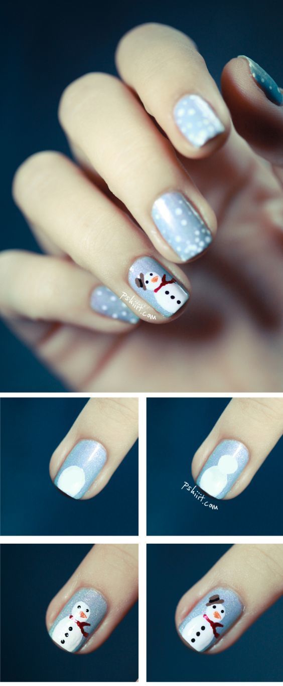 ลายเล็บสวยๆ สโนว์แมน