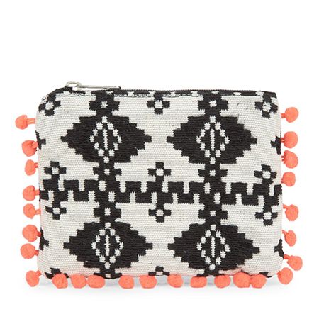 1469667848 newlook black aztec knit pom pom trim zip top coin purse