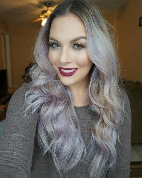 ash blonde hair color with pastel purple balayage