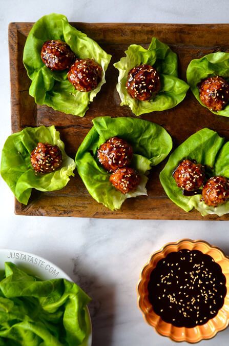 1470148773 baked asian chicken meatball lettuce wraps