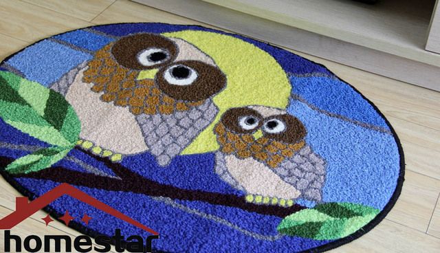 1470328403 60x80cm eb13 cute embroidered blue owls oval floor rug livingroom bedroom bathroom carpet coffee floor mat