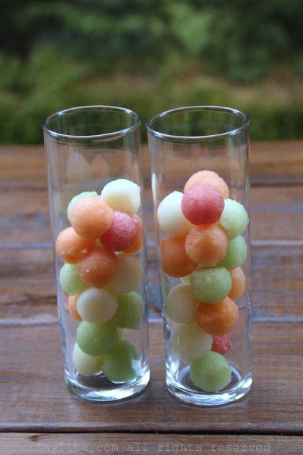 1470380910 frozen melon balls as ice cubes