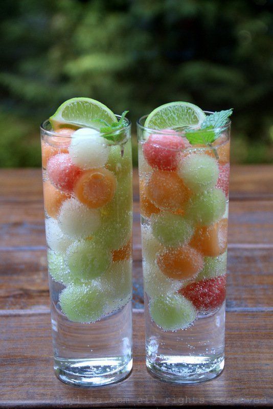 1470380929 refreshing sparkling water with melon ball ice cubes
