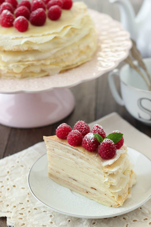 1437542203 crepe cake with pastry cream and raspberries 1 16