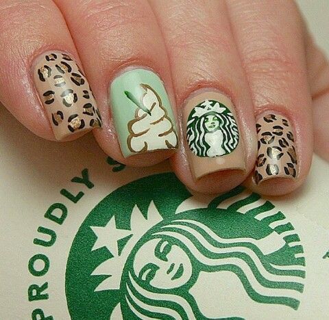 ลายเล็บสวยๆ เครื่องดื่ม starbucks