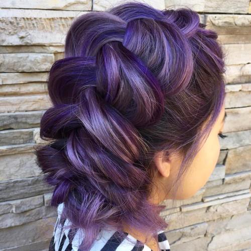 1473687207 15 brown braided updo with violet highlights