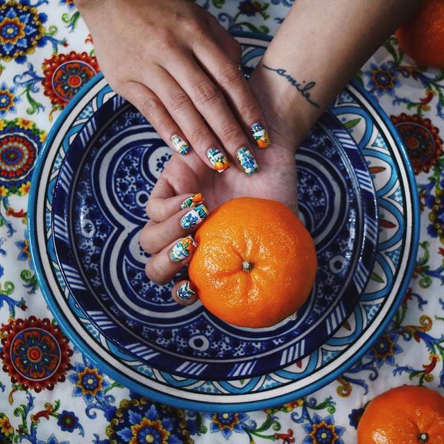 ลายเล็บสวยๆ ใหม่ๆ ลาย orange & tile