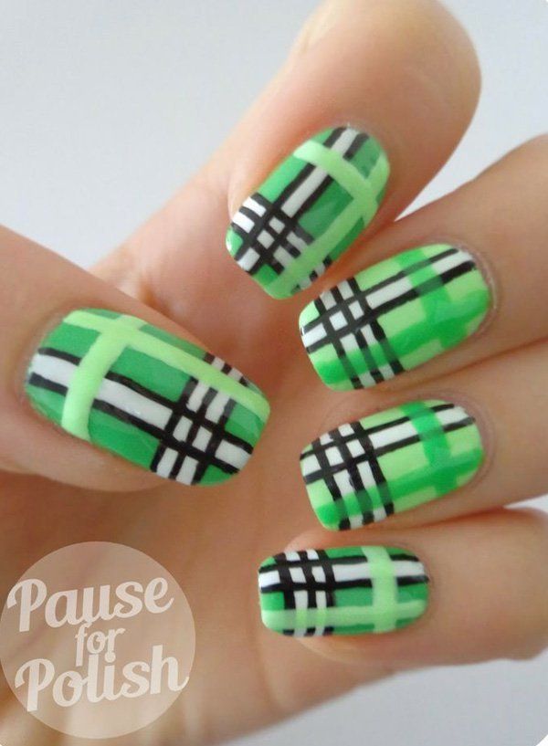 1474353293 green plaid nail art