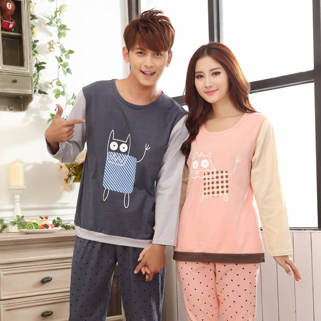 1438082956 50 off 2014 couple s home cloth women pink dot pajama dress for feminino cute men