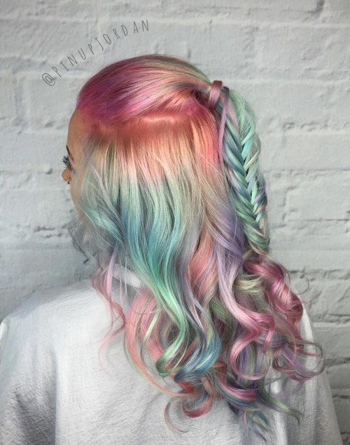 1475734755 8 half updo for pastel teal and pink hair