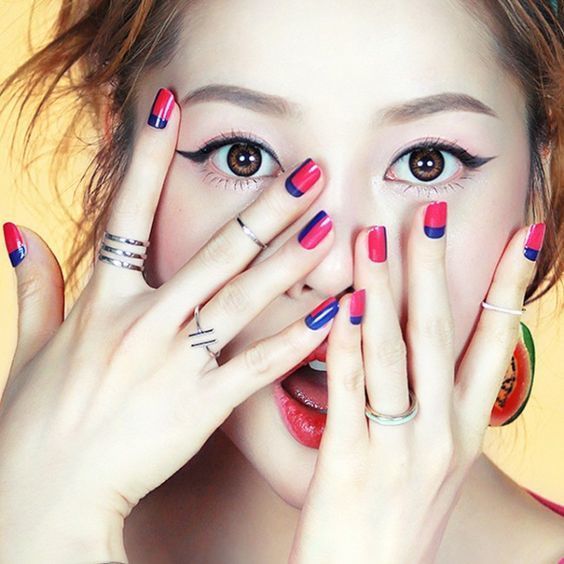 ทาเล็บสวยๆ สีชมพูช็อคกิ้งพิ้งค์