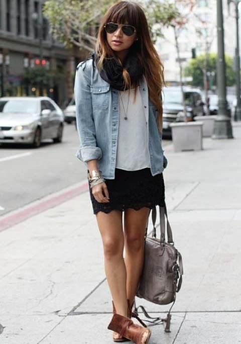 1476424104 chambray shirt and white top with black lace skirt