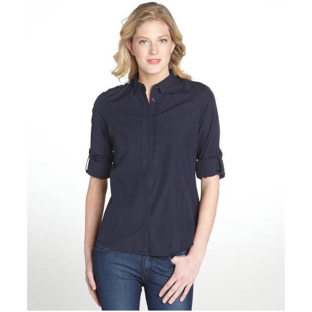 1476711576 1912 burberry women s navy blue cotton button front shirt 1
