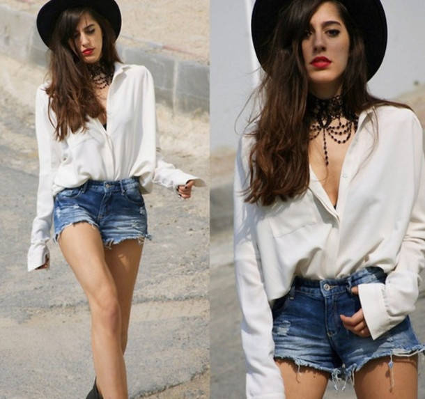 1438338172 xacpf2 l 610x610 shorts denim jeans hot%2bpants sexy pocket shirt black white blogger fashion blouse