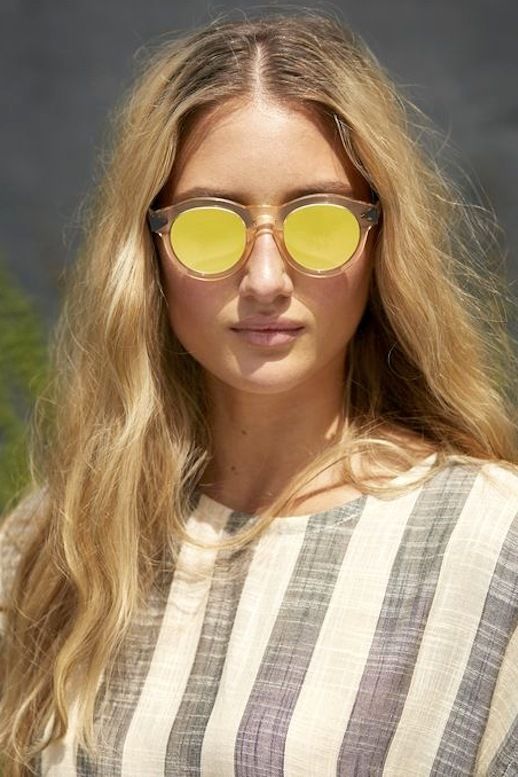 1477593881 le fashion blog clear and yellow mirrored sunglasses blonde wavy hair striped top via krewedu optic