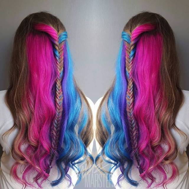 1478065754 11 brown hair with pink and teal sections