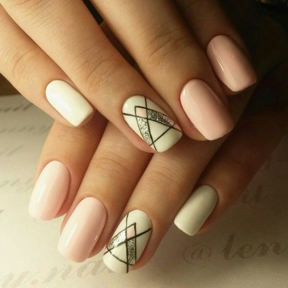 1478363763 pink and white nails with glitter and stripes