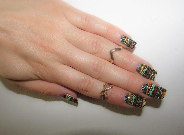 1481219137 bohemian ethnic tribal nail art designs4