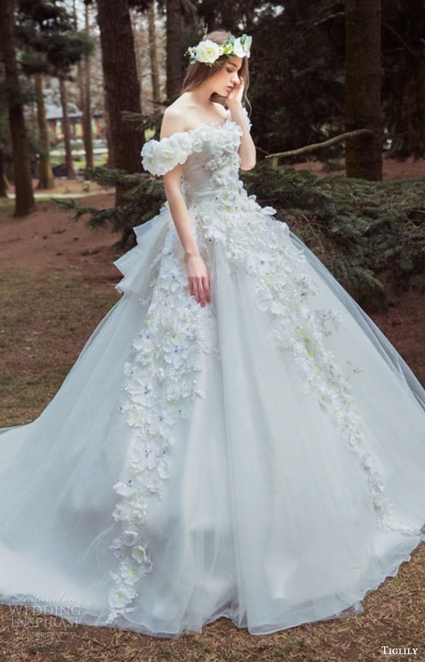 1481713765 tiglily bridal 2016 off shoulder semi sweetheart ball gown wedding dress bella appliques mv romantic princess