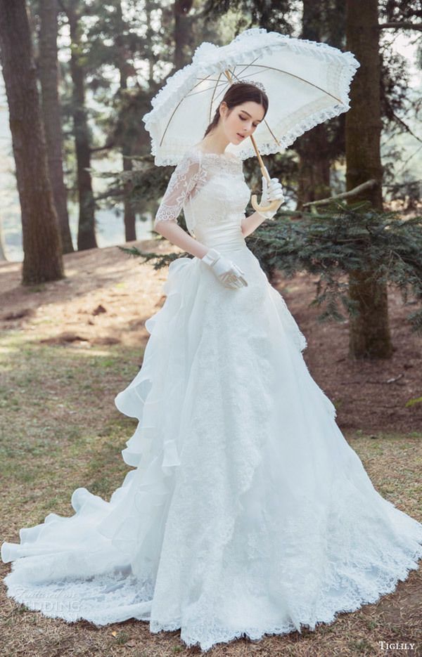 1481713918 tiglily bridal 2016 illusion half sleeves bateau neck aline lace wedding dress elisa mv romantic princess